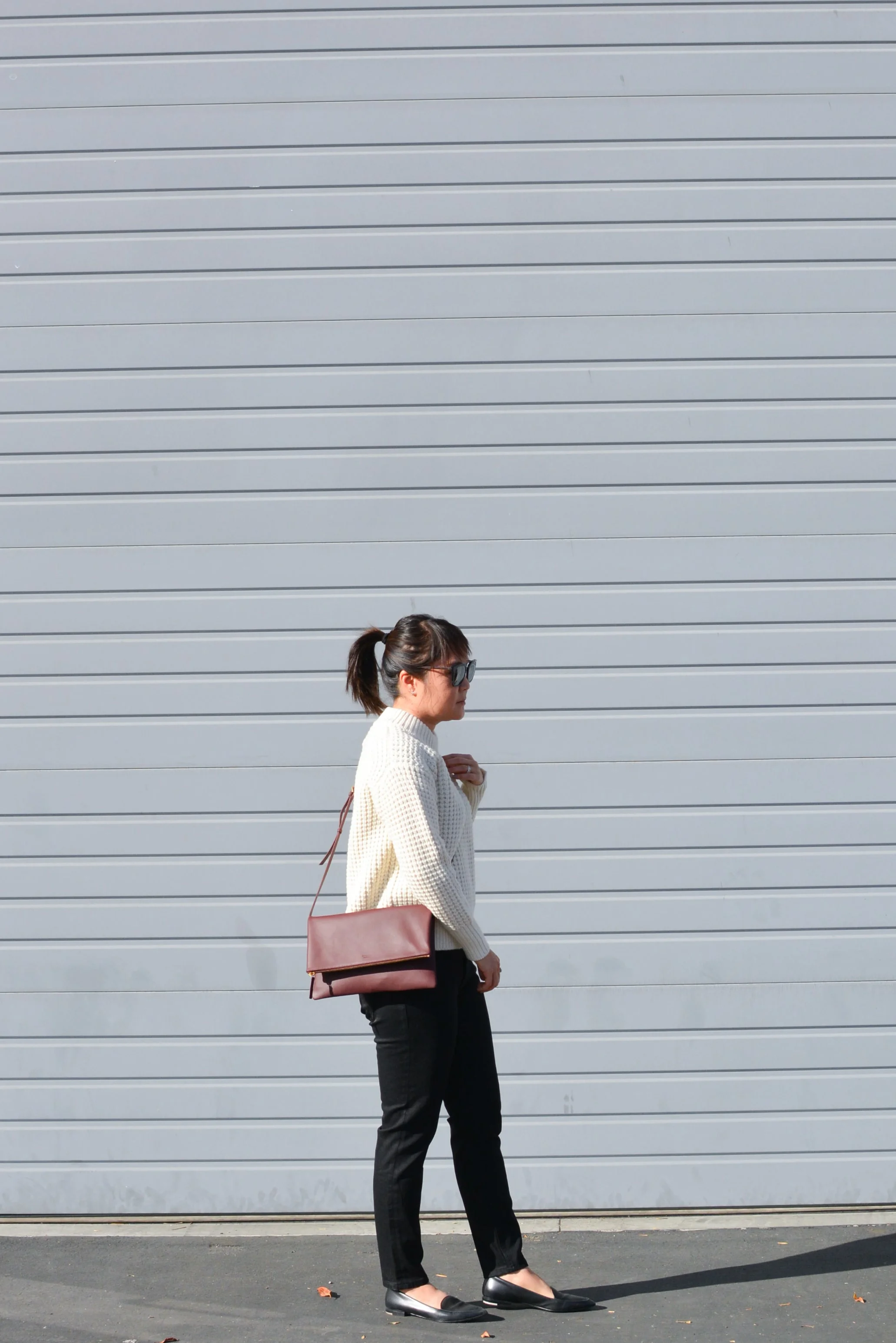 Everlane Review Wool Cashmere Waffle Square Crew Sweater and Mid